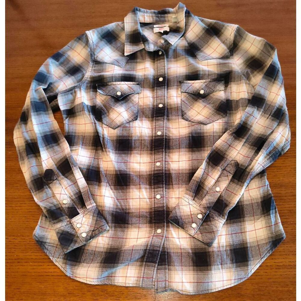 Levi's Classic Western Flannel Shirt Pearl snap buttons Size Large